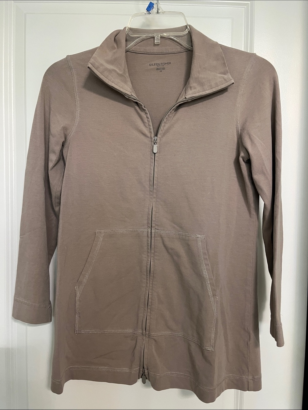 Eileen Fisher Taupe Zip-Front Utility Jacket.   Size PP